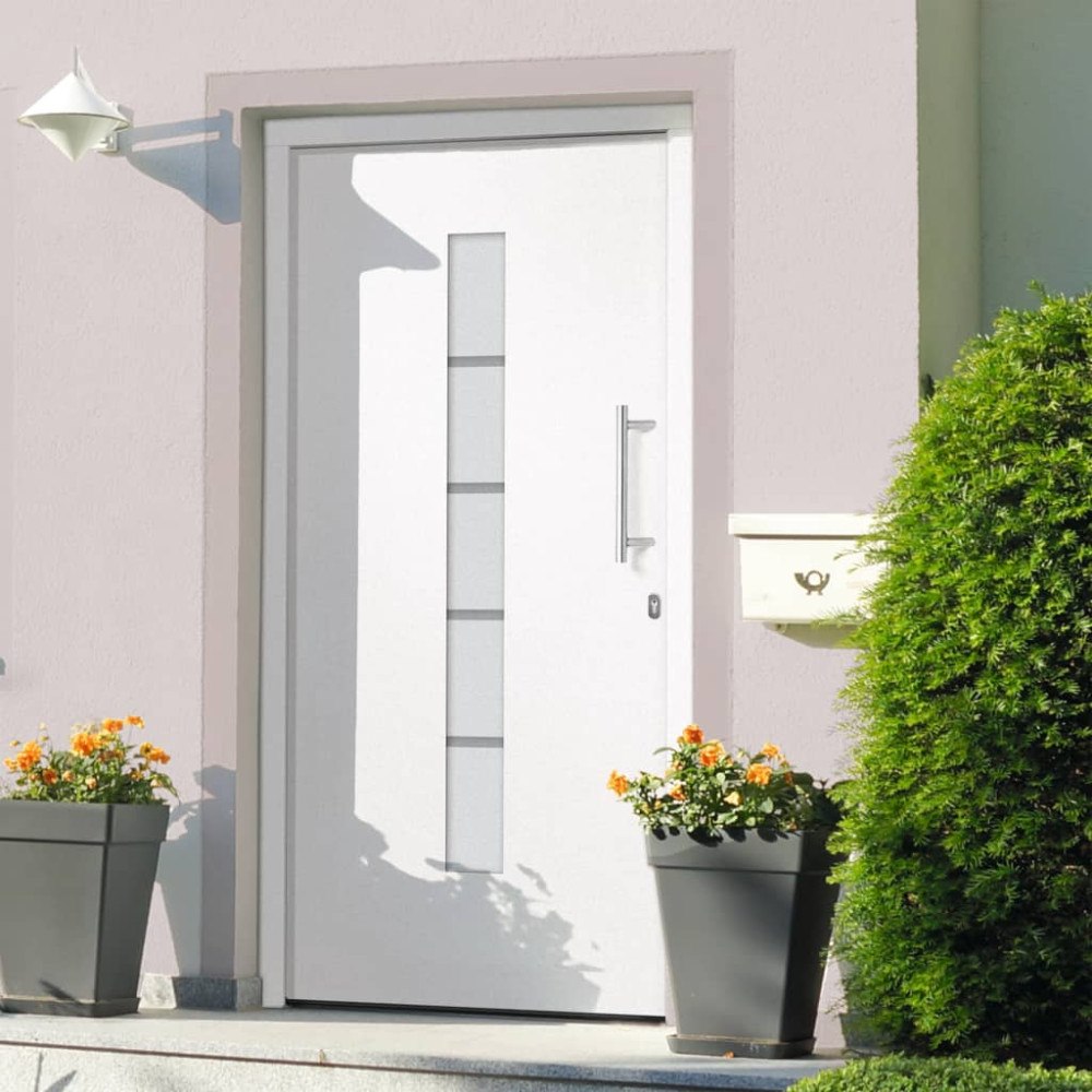 vidaXL Ytterdörr aluminium och PVC vit 100x210 cm