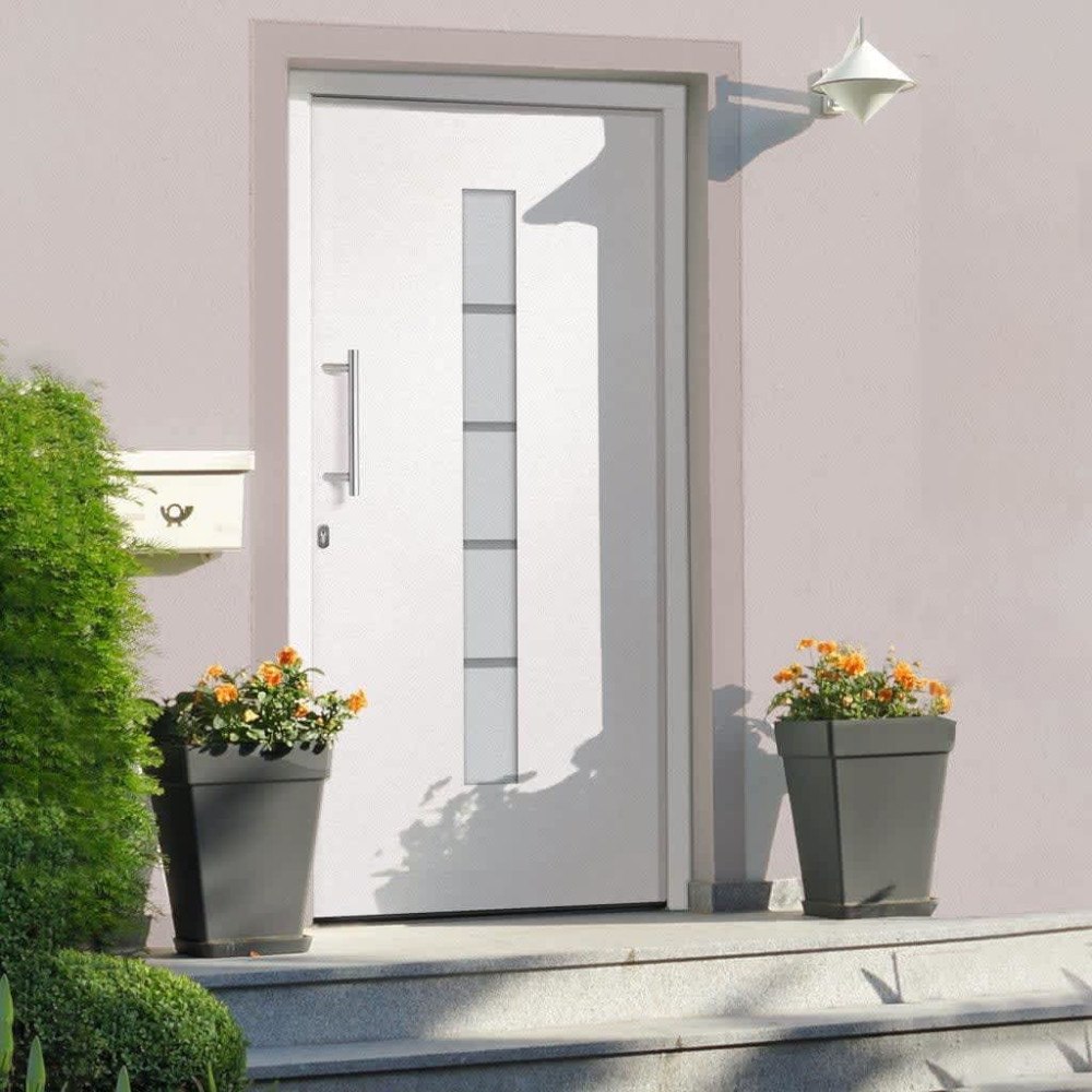 vidaXL Ytterdörr aluminium och PVC vit 100x210 cm