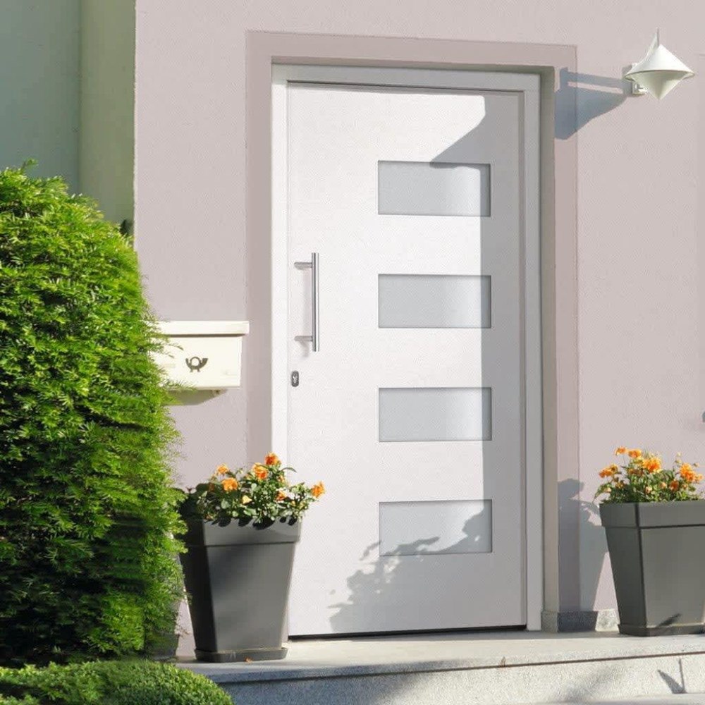 vidaXL Ytterdörr aluminium och PVC vit 100x210 cm