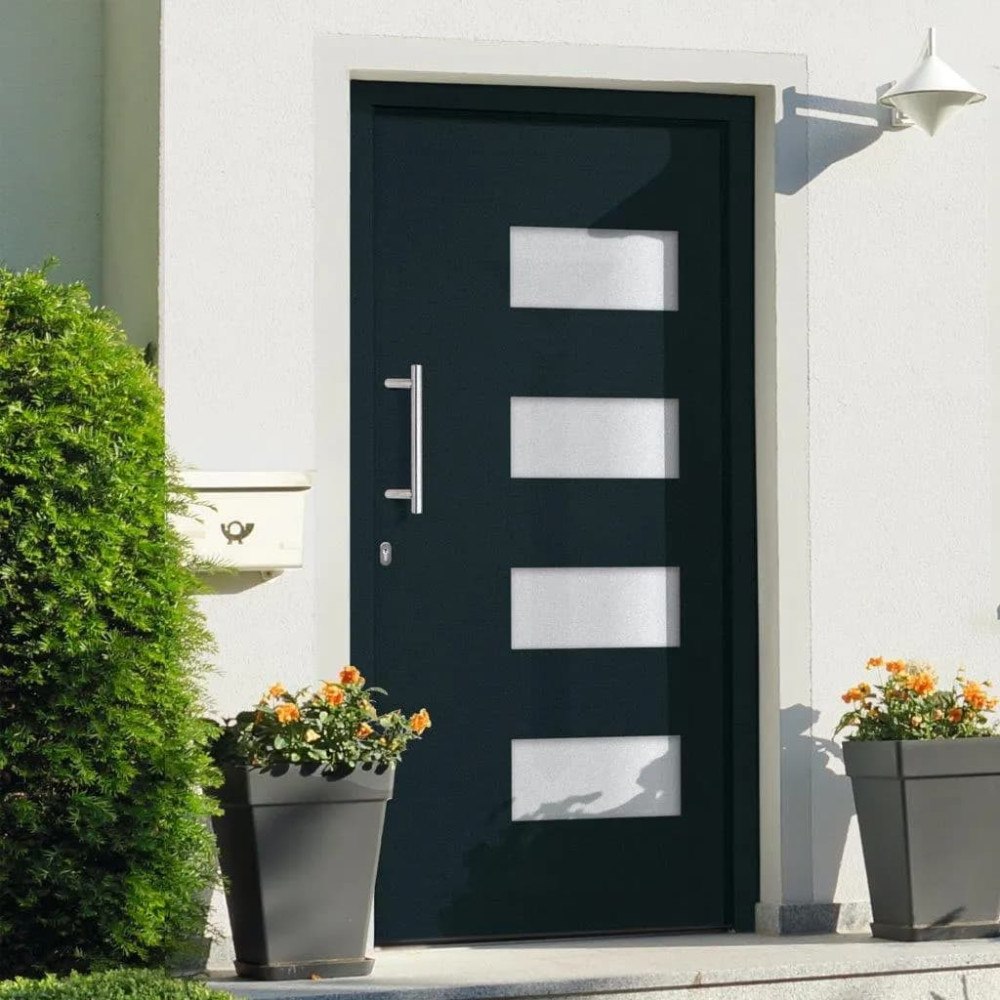 vidaXL Ytterdörr aluminium och PVC antracit 100x210 cm