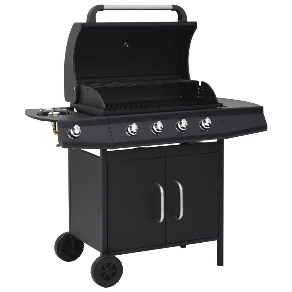 vidaXL Gasolgrill 4+1 kokzoner svart