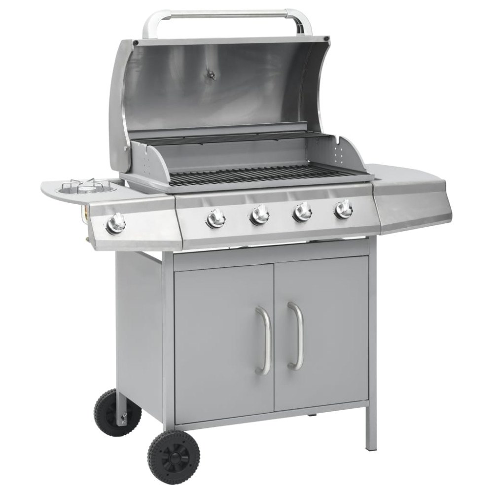 vidaXL Gasolgrill 4+1 kokzoner silver