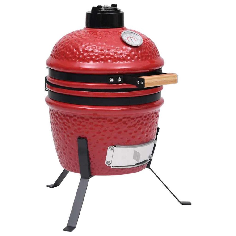 vidaXL Kamado Rökgrill 2-i-1 keramik 56 cm röd