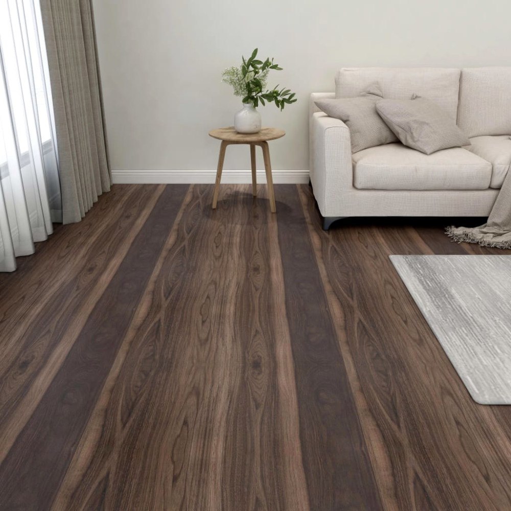 vidaXL Självhäftande golvplankor 55 st PVC 5,11 m² mörkbrun