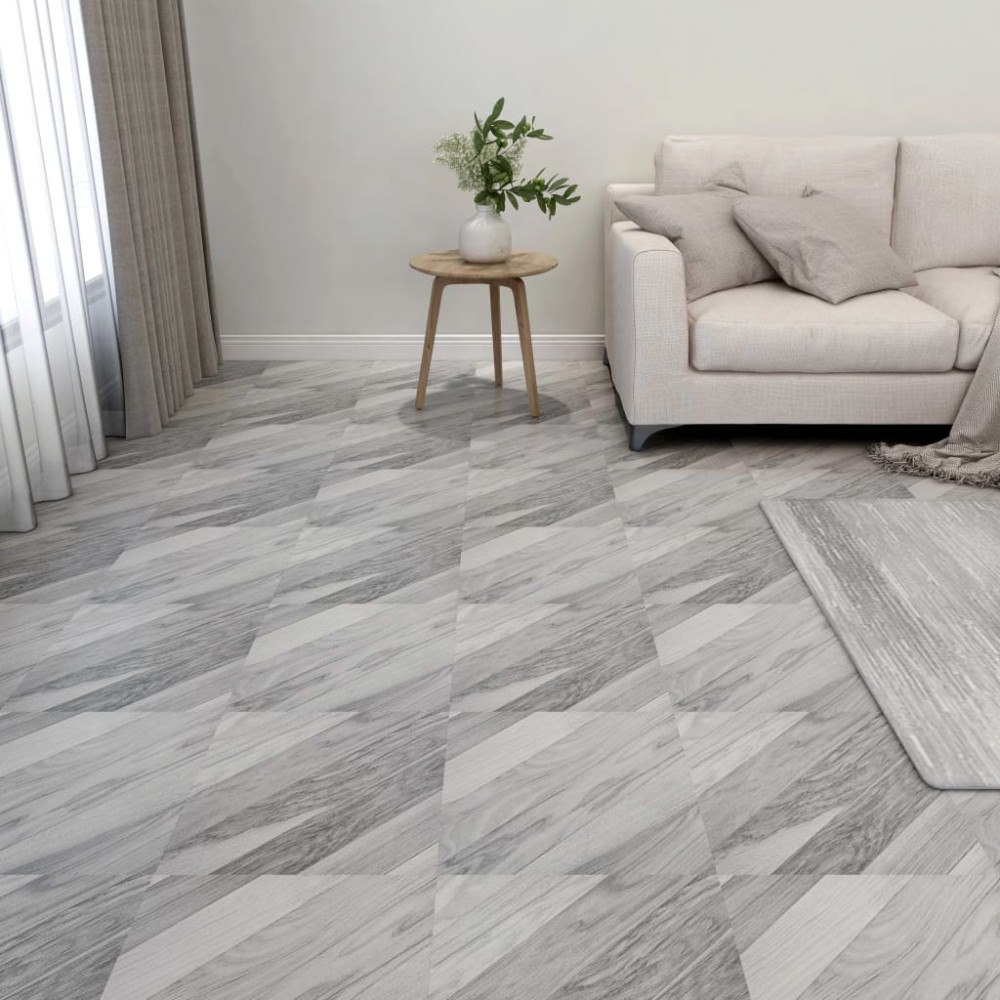 vidaXL Självhäftande golvplankor 55 st PVC 5,11 m² grå ränder
