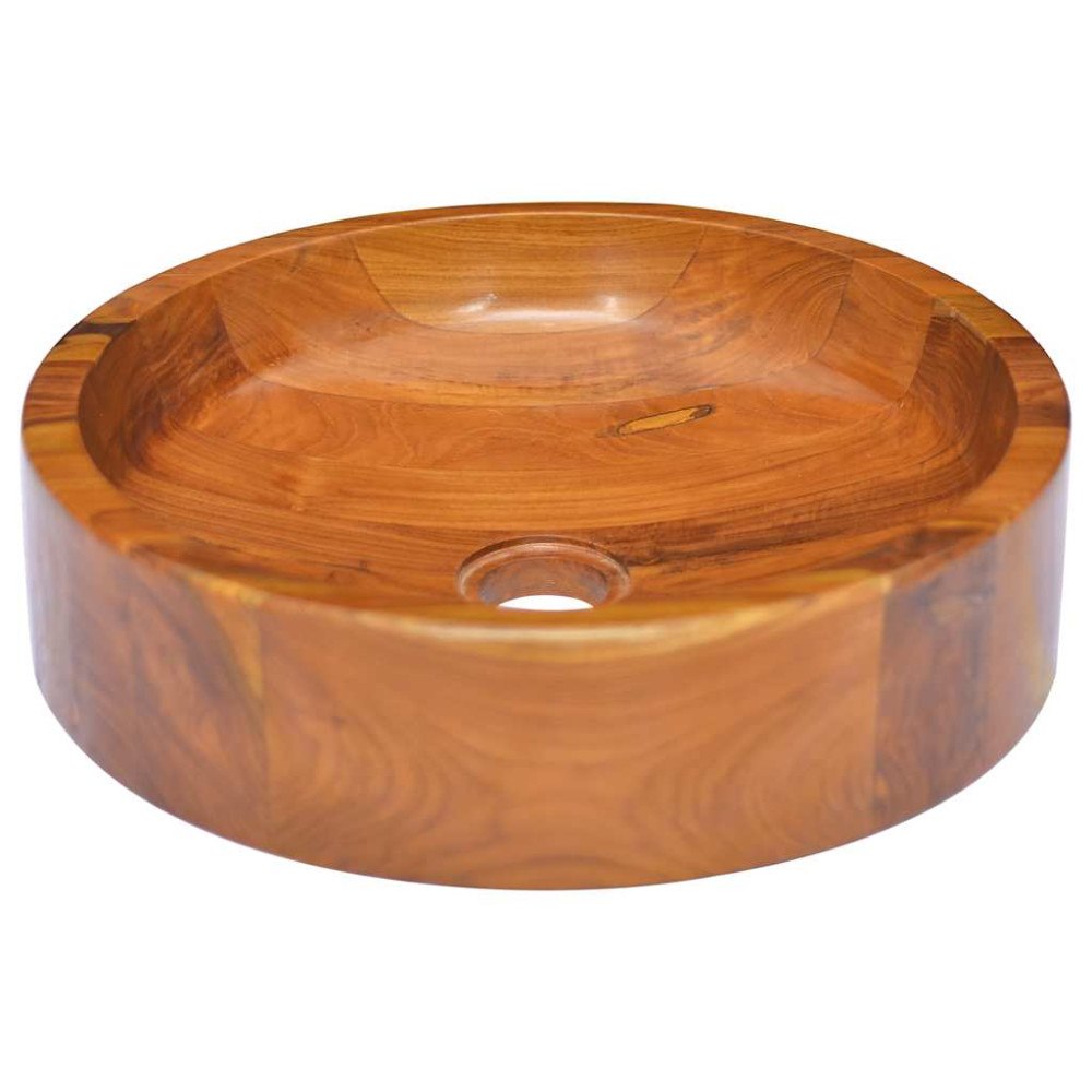 vidaXL Handfat i massiv teak Φ40x10 cm
