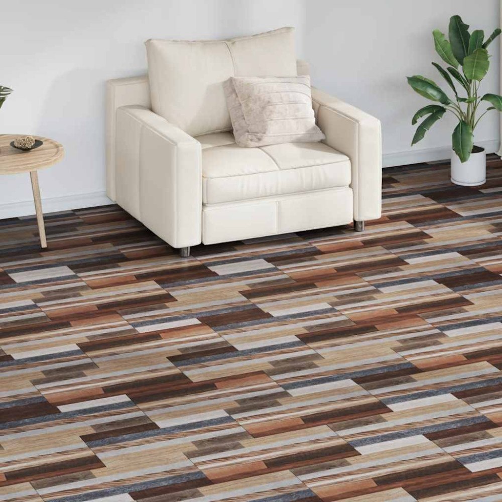 vidaXL Självhäftande PVC-golvplankor 5,21 m² 2 mm flerfärgad