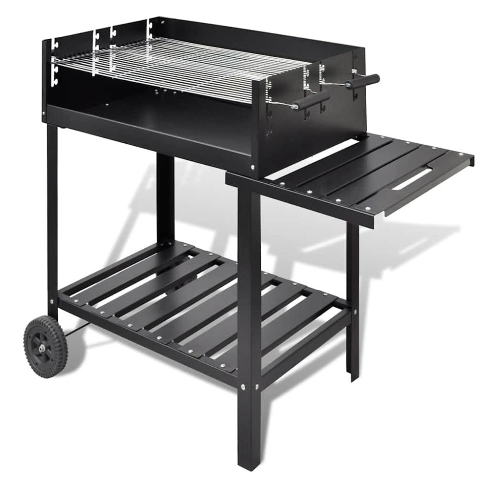 vidaXL Kolgrill med två hjul svart