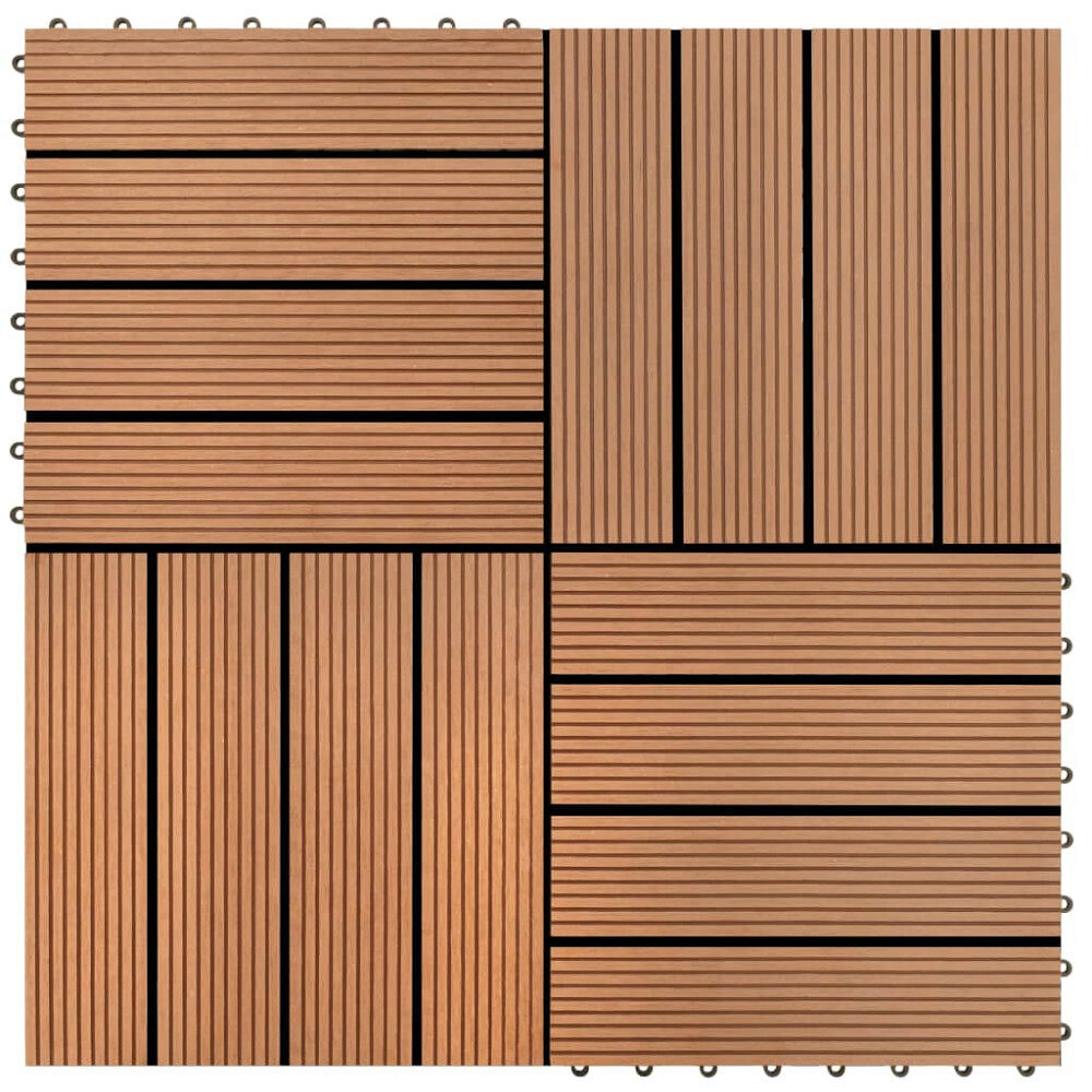 vidaXL WPC Klickgolv 30x30cm 11-pack 1m2 Brun
