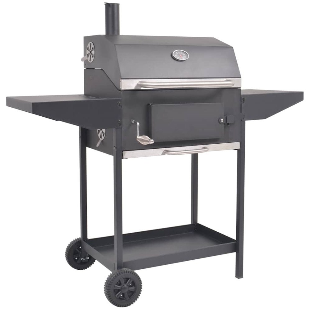 vidaXL Rökgrill BBQ kol med nedre hylla svart