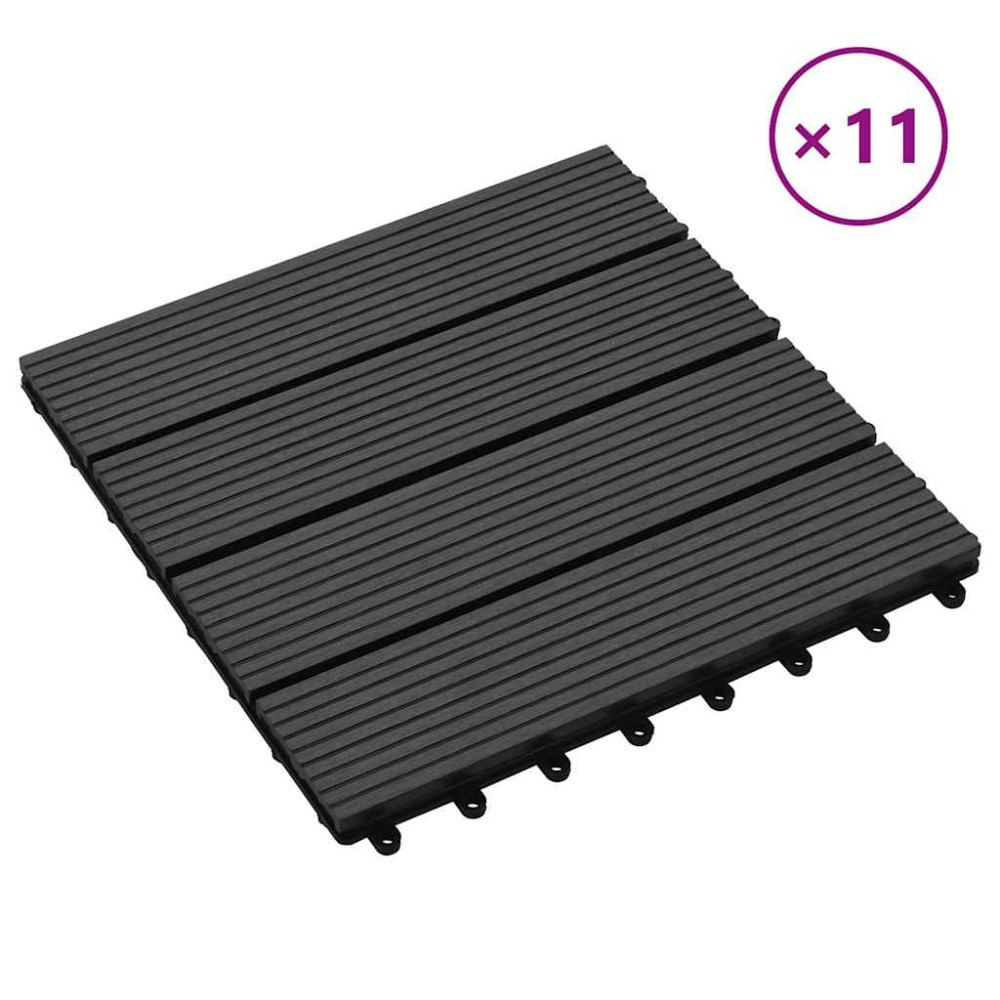vidaXL Trall 11 st WPC 30x30 cm 1 kvm svart