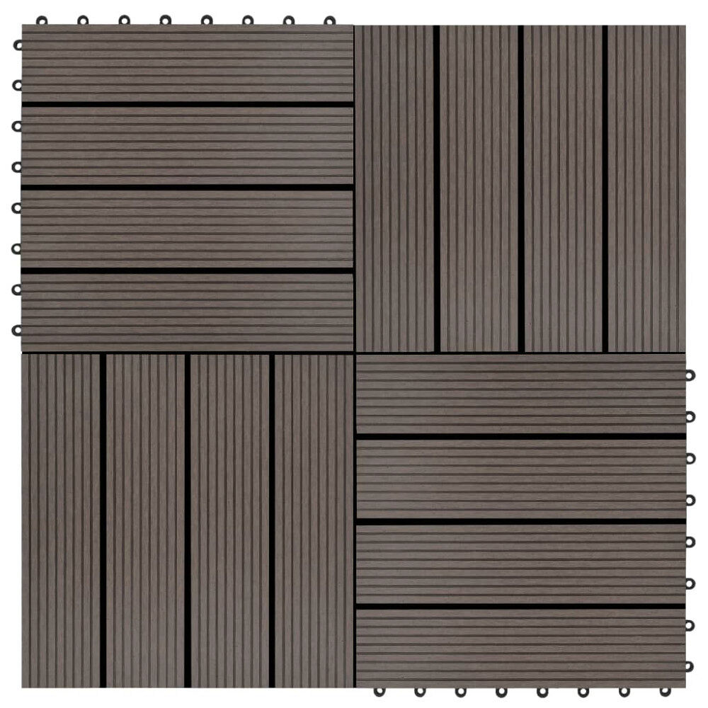 vidaXL Trall 11 st WPC 30x30 cm 1 kvm mörkbrun