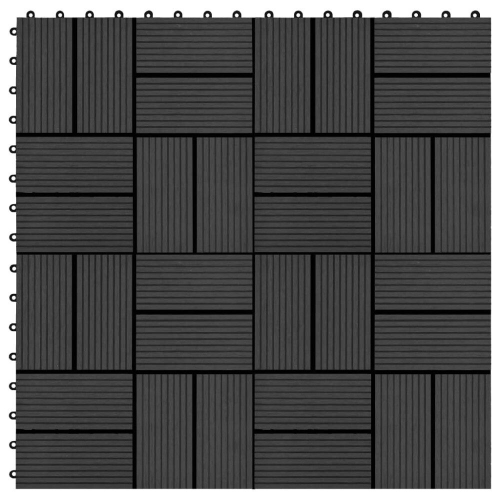 vidaXL Trall 11 st WPC 30x30 cm 1 kvm svart