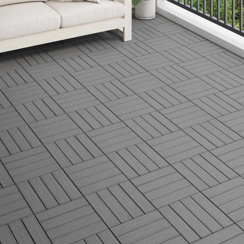 vidaXL Trall 11 st djupt mönster WPC 30x30 cm 1 kvm grå