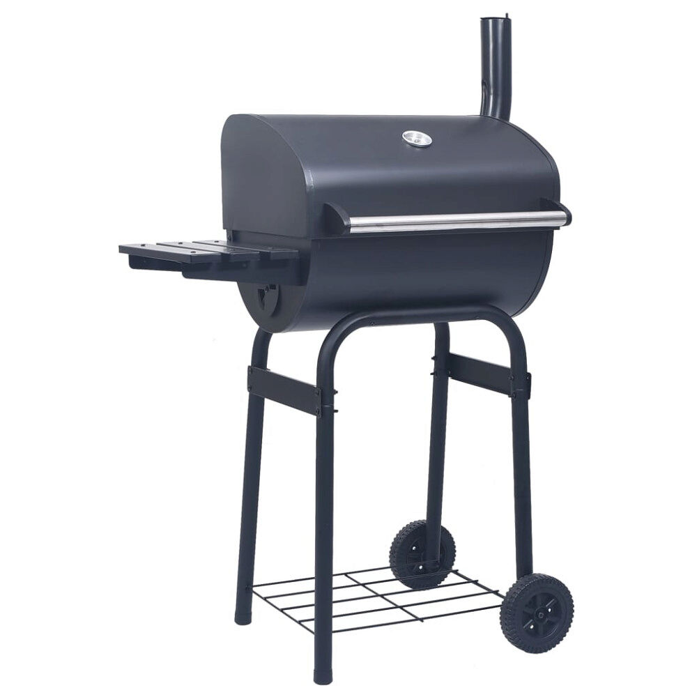 vidaXL Kolgrill/rökargrill med nedre hylla svart