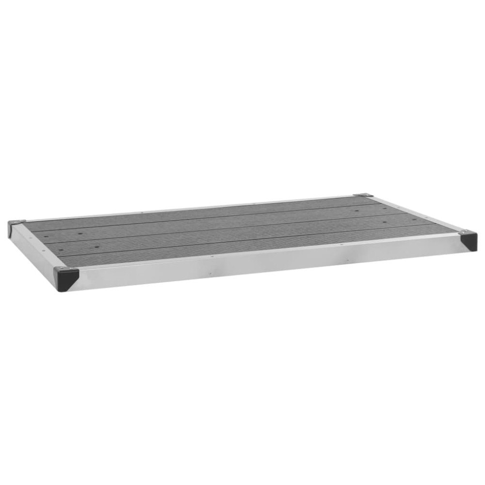 vidaXL Golv till utedusch WPC rostfritt stål 110x62 cm grå