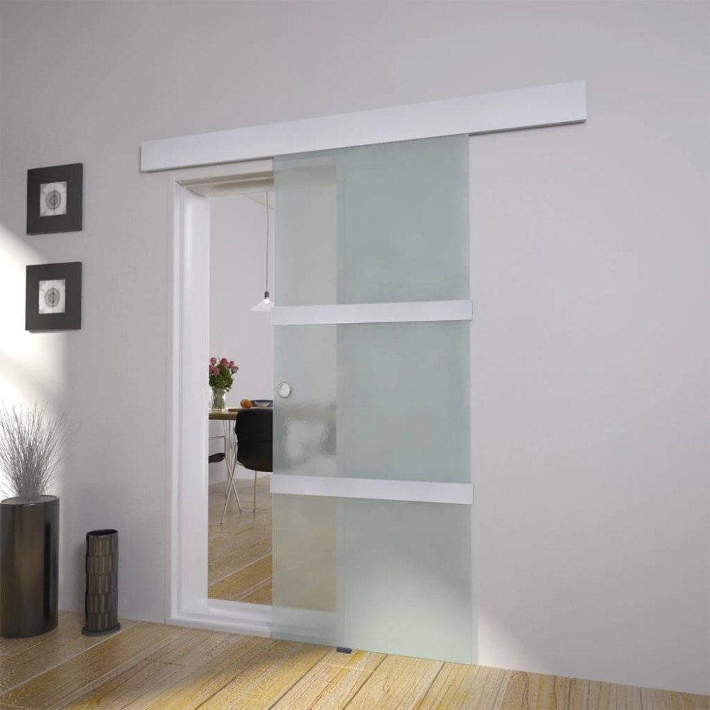 vidaXL Skjutdörr glas och aluminium 178 cm silver