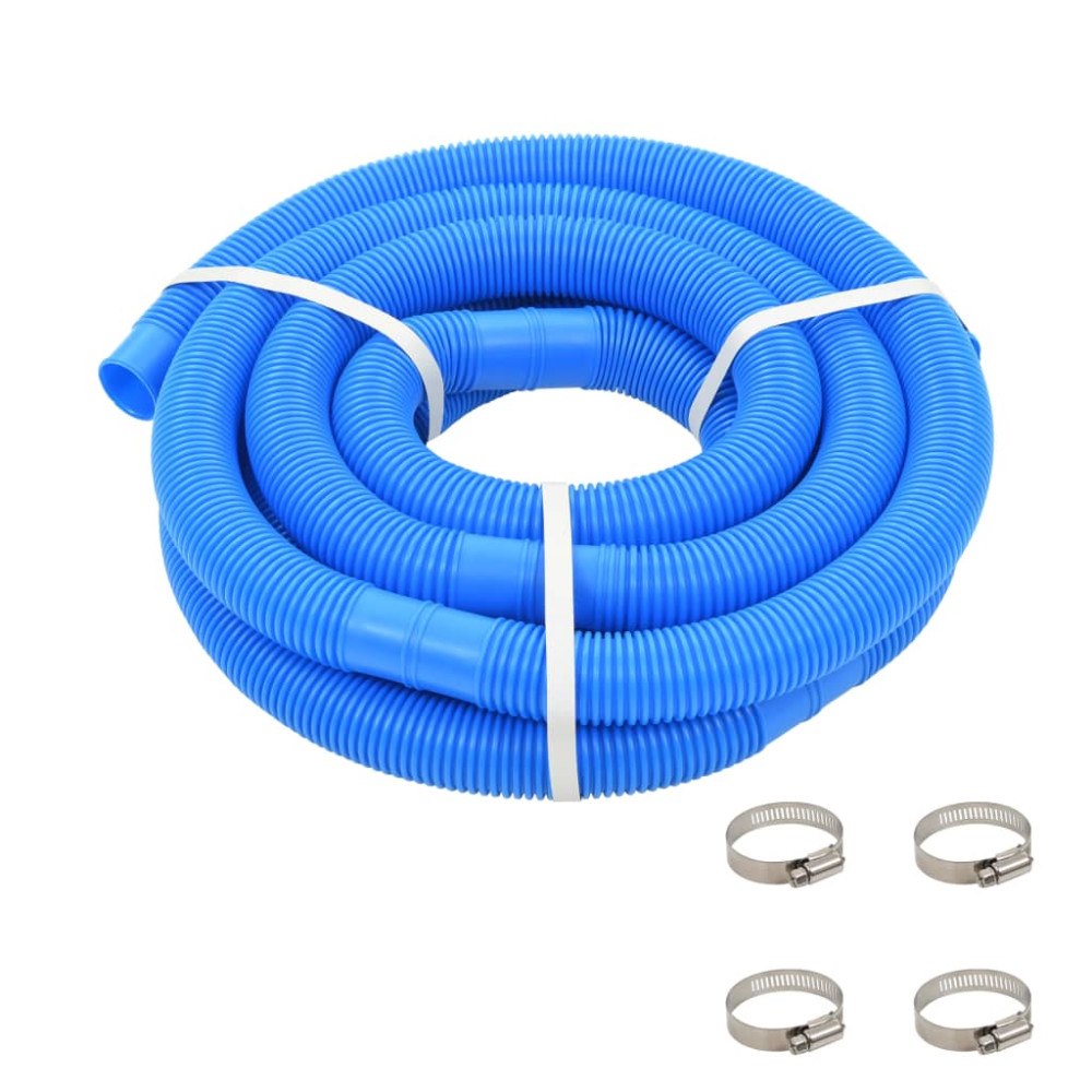 vidaXL Poolslang med klämmor 38 mm 6 m blå