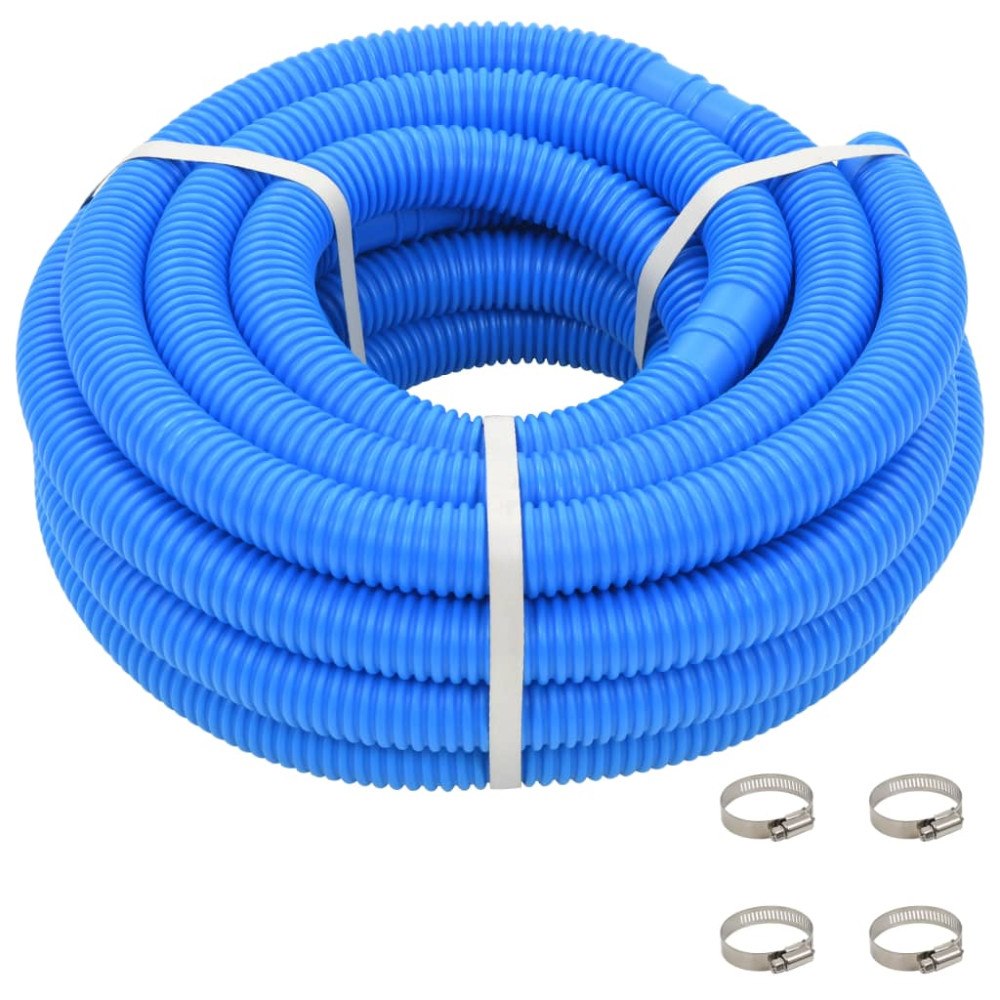 vidaXL Poolslang med klämmor 38 mm12 m blå
