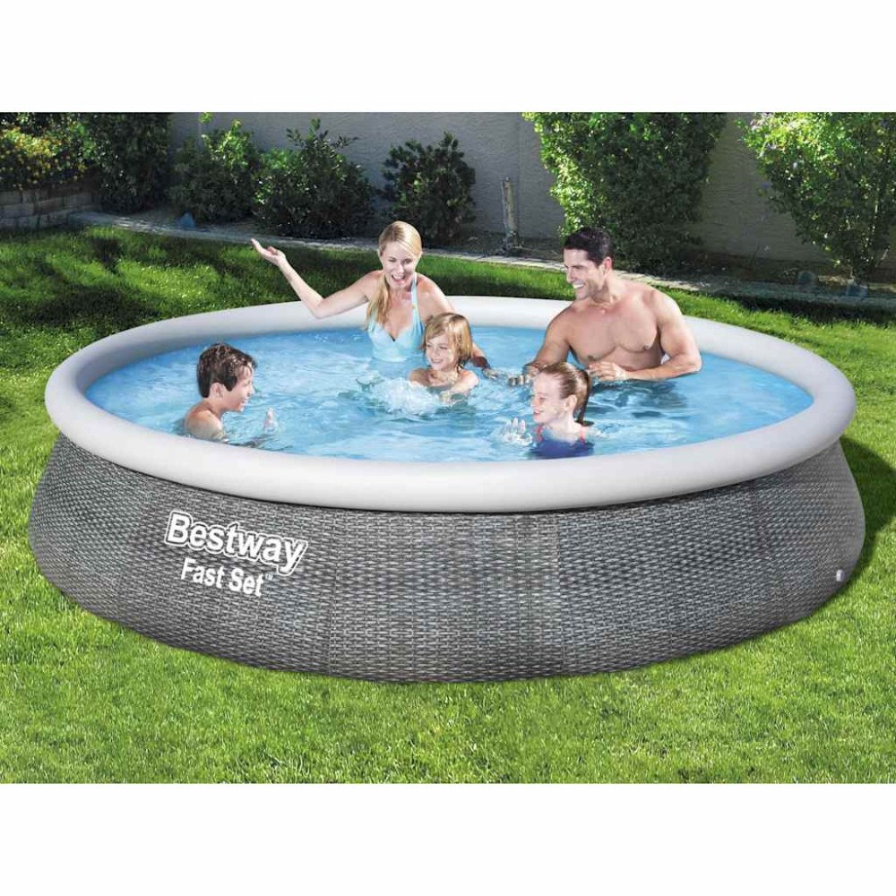 Bestway Bestway Uppblåsbar pool Fast Set med pump 396x84 cm