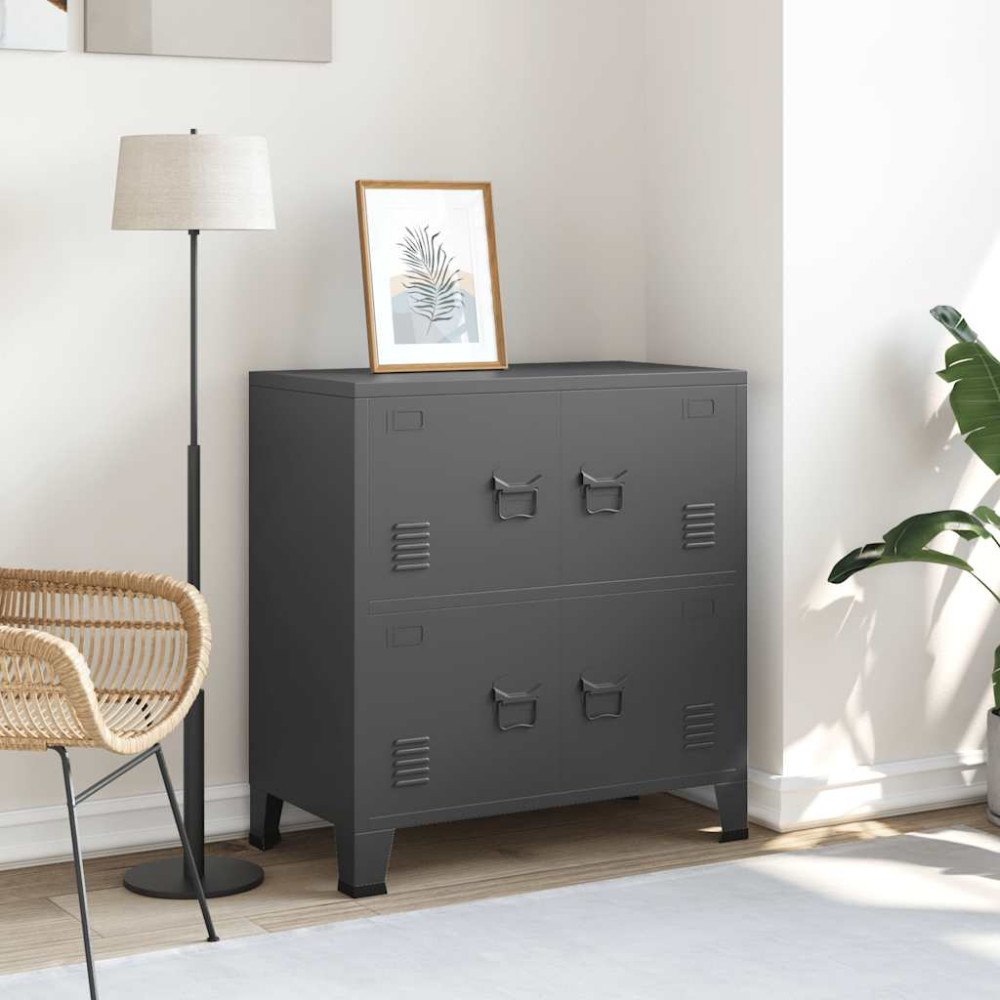 vidaXL Industriellt förvaringsskåp antracit 75x40x80 cm stål