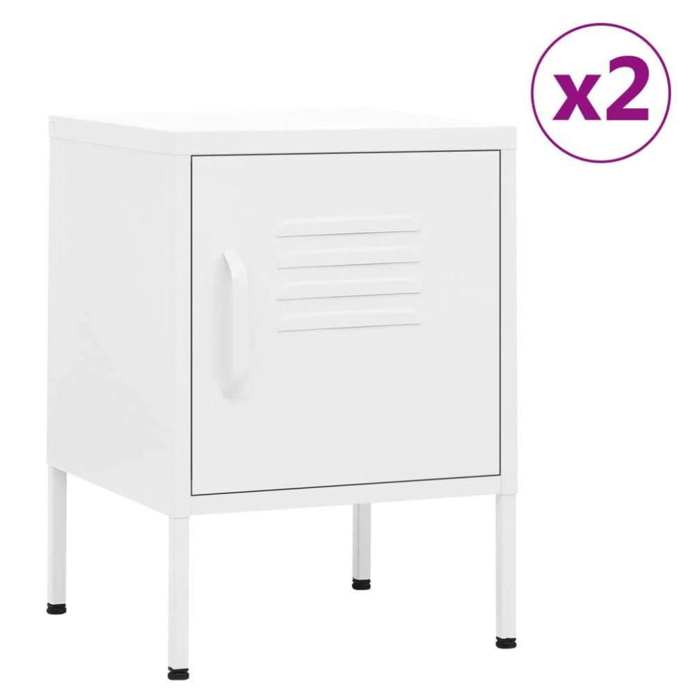 vidaXL Sängbord 2 st vit 35x35x51 cm stål