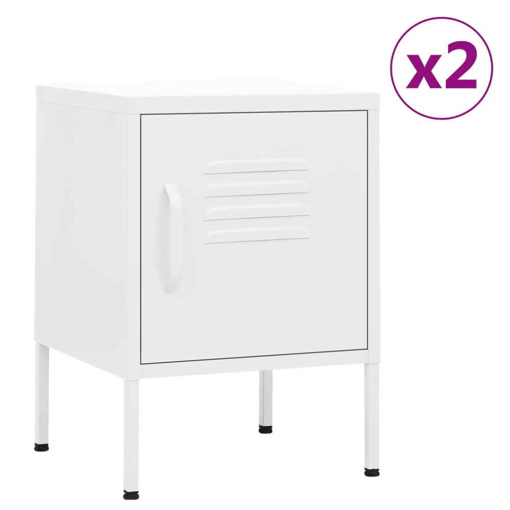 vidaXL Sängbord 2 st vit 35x35x51 cm stål