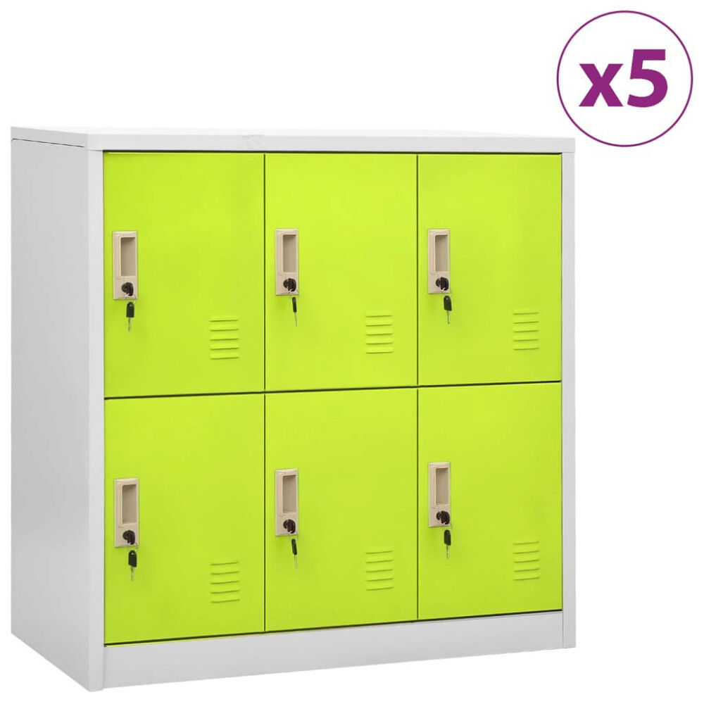 vidaXL Förvaringsskåp 5 st ljusgrå och grön 90x45x92,5 cm stål