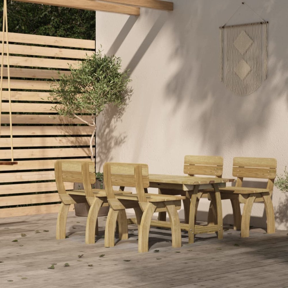 vidaXL Matgrupp för trädgården 5 delar impregnerad furu