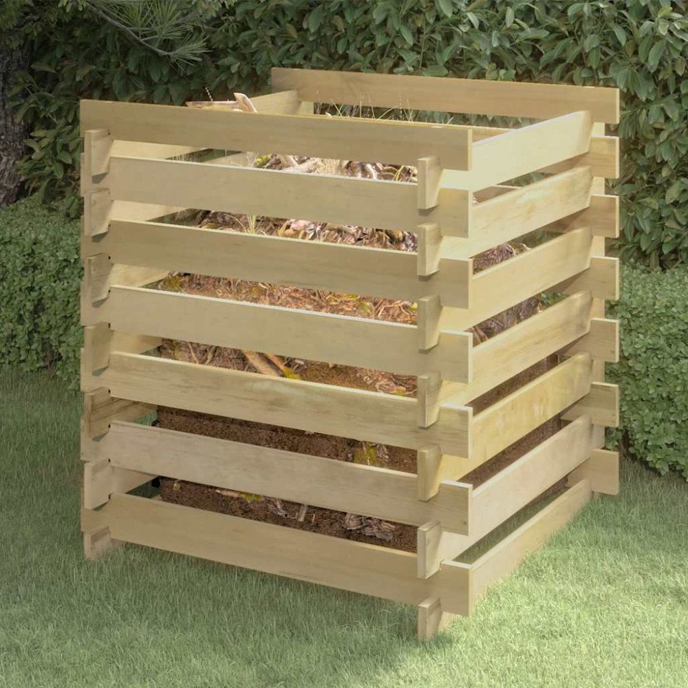 vidaXL Ribbad trädgårdskompost 90x90x90 cm impregnerad furu