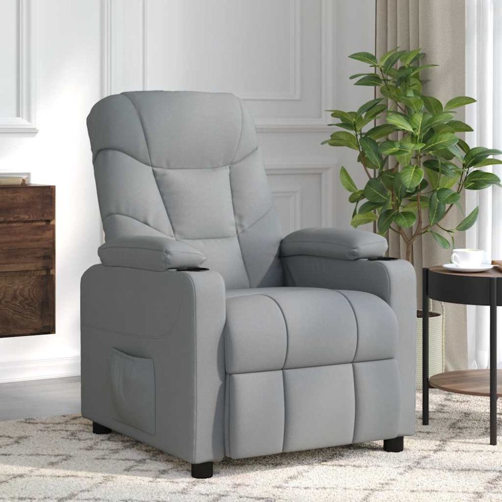 vidaXL Massagefåtölj ljusgrå tyg