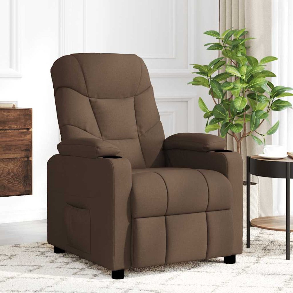 vidaXL Massagefåtölj brun tyg