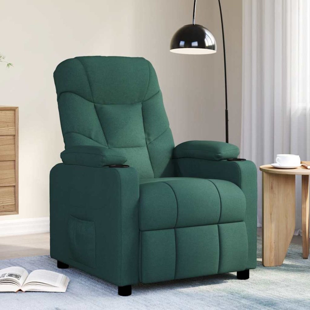 vidaXL Massagefåtölj mörkgrön tyg