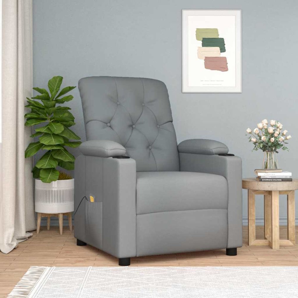 vidaXL Massagefåtölj ljusgrå tyg