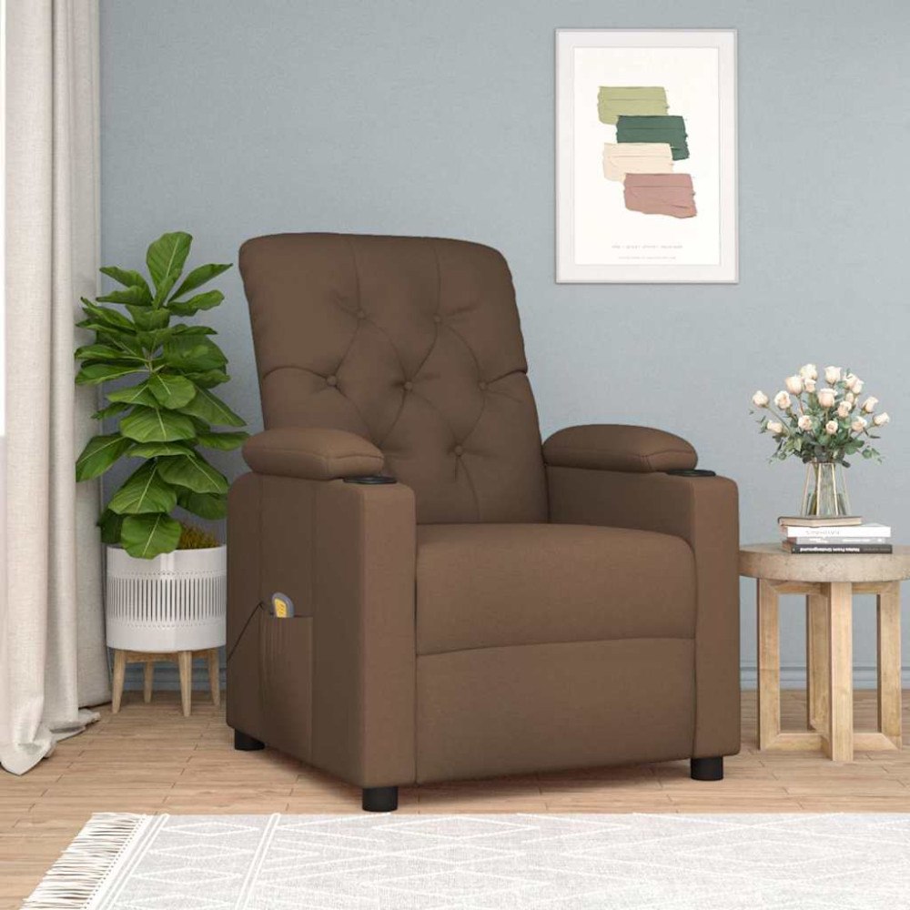 vidaXL Massagefåtölj brun tyg