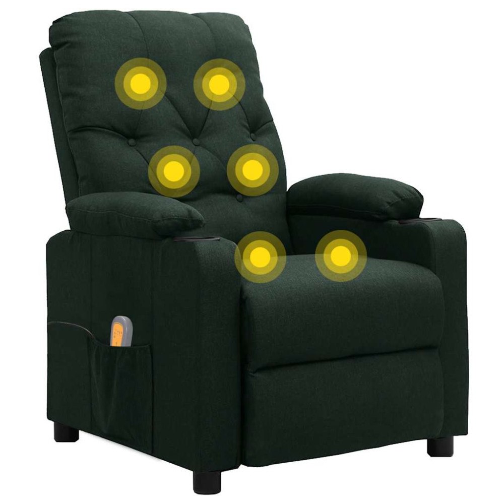 vidaXL Massagefåtölj mörkgrön tyg
