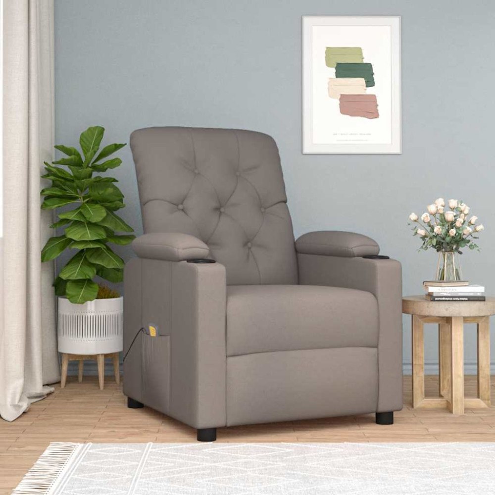 vidaXL Massagefåtölj taupe tyg