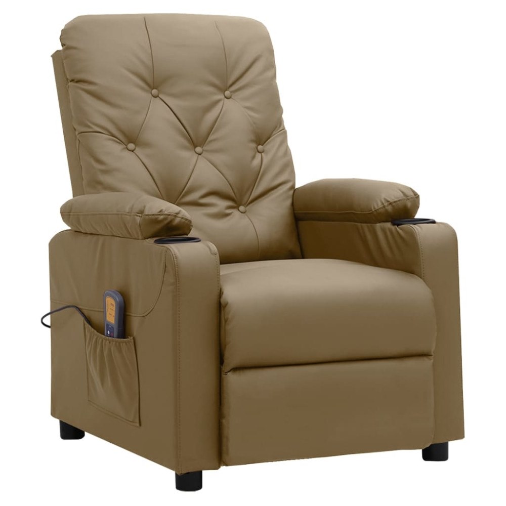 vidaXL Massagefåtölj cappuccino konstläder