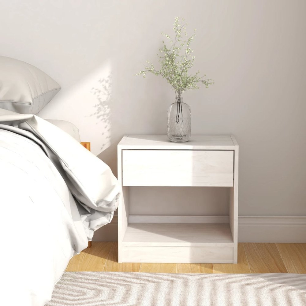 vidaXL Sängbord 40x31x40 cm massiv furu vit