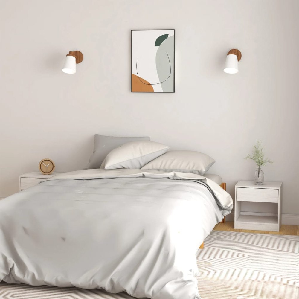 vidaXL Sängbord 2 st 40x31x40 cm massiv furu vit