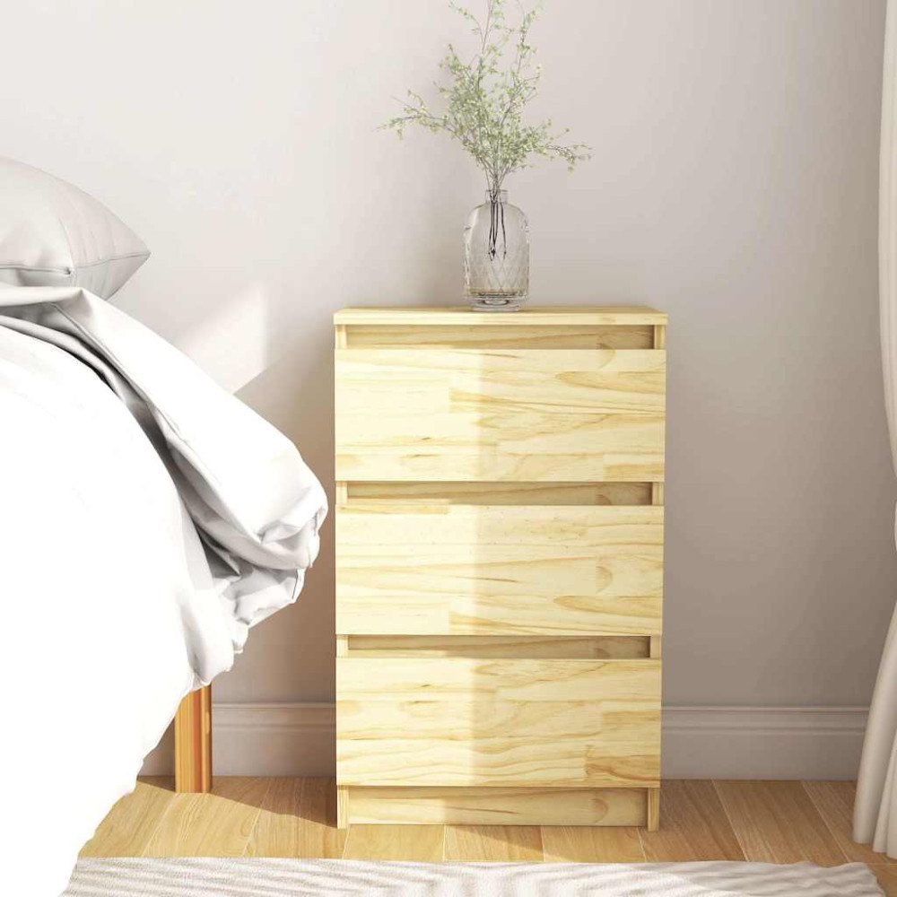 vidaXL Sängbord 40x29,5x64 cm massiv furu