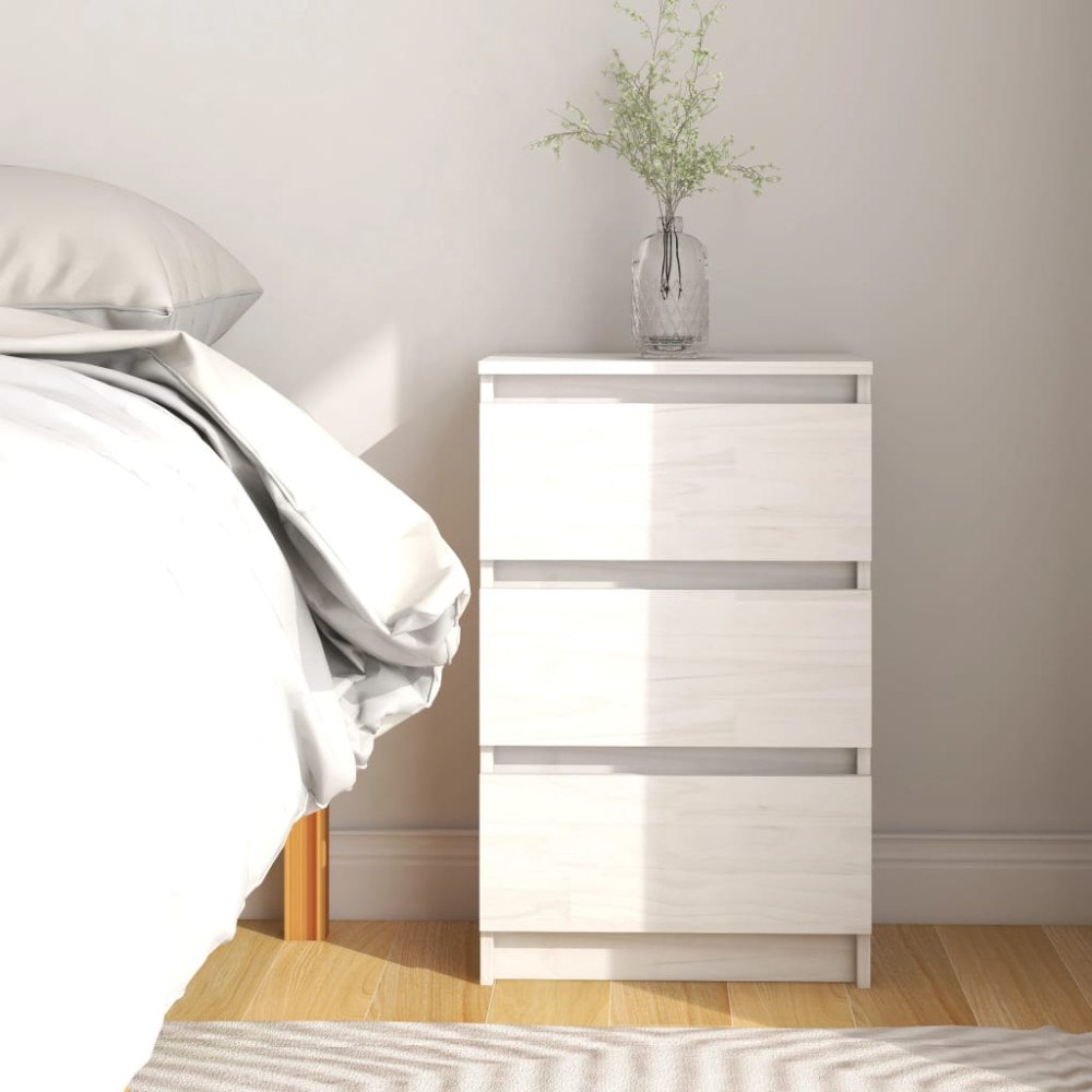 vidaXL Sängbord vit 40x29,5x64 cm massiv furu