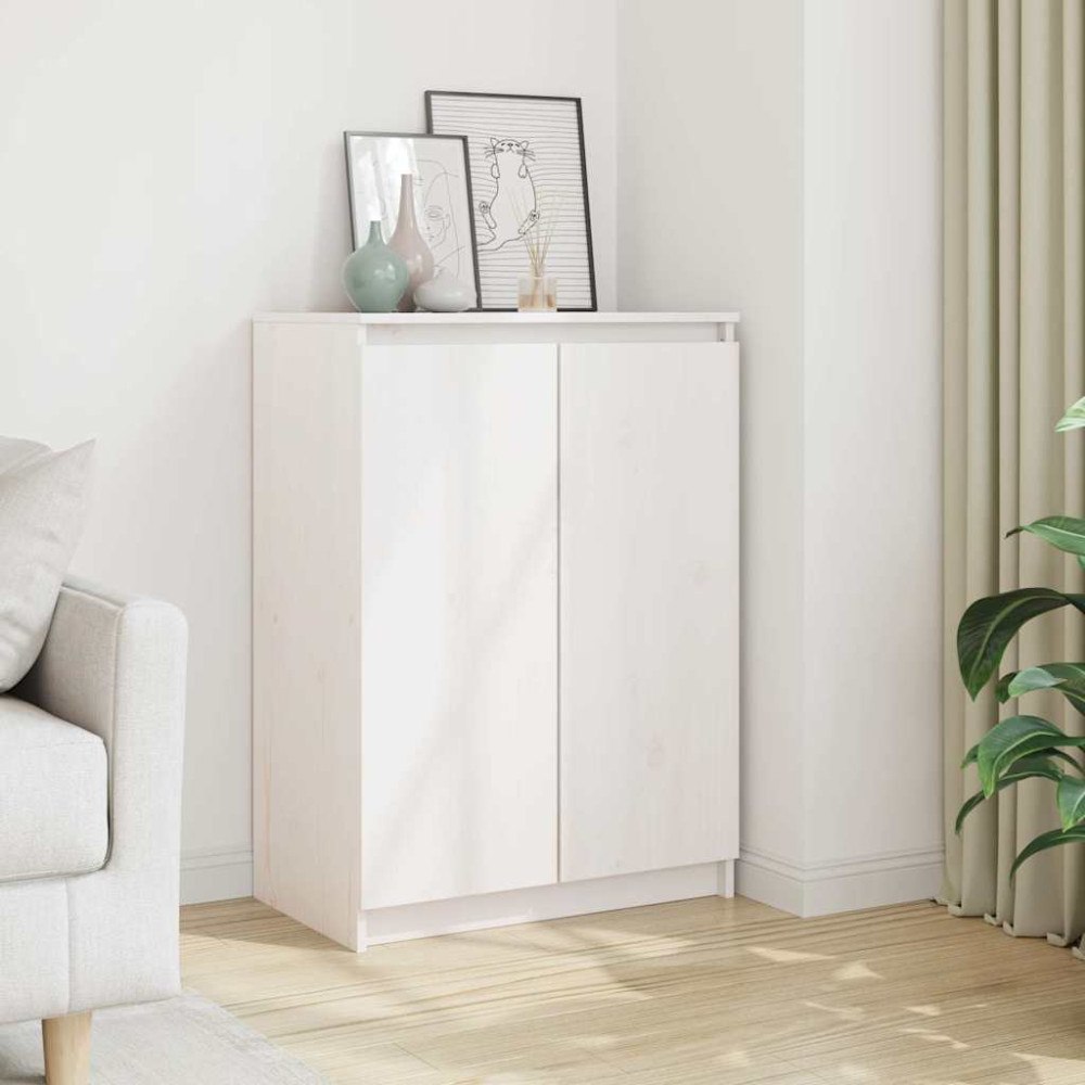 vidaXL Skänk vit 60x36x84 cm massiv furu
