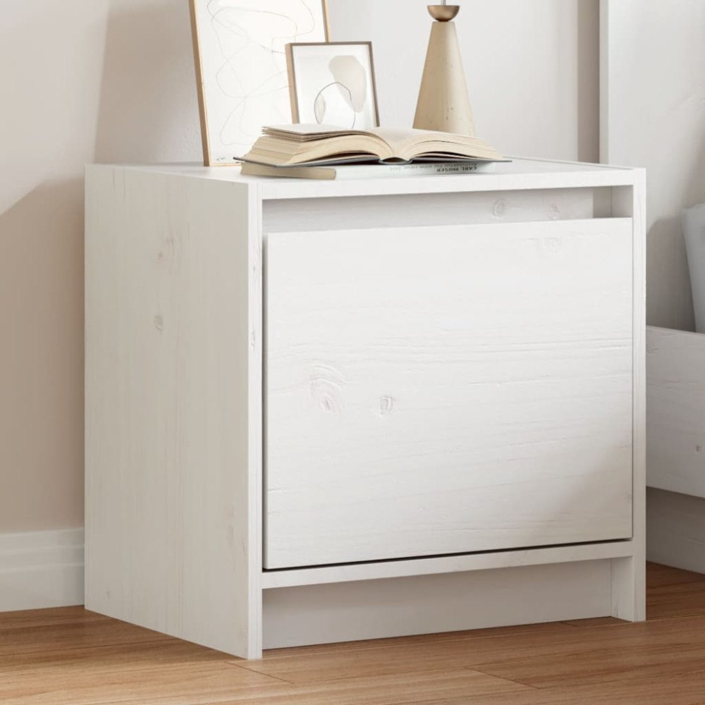 vidaXL Sängbord vit 40x30,5x40 cm massiv furu