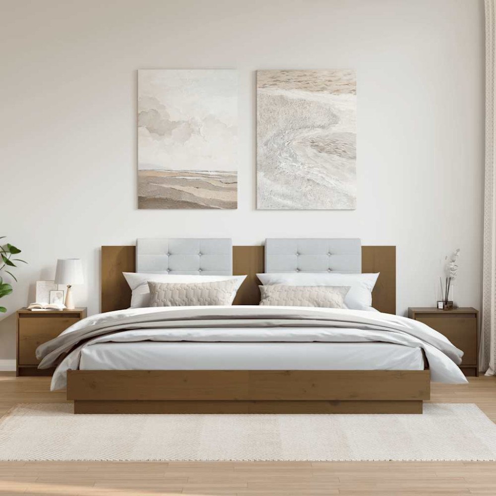 vidaXL Sängbord 2 st honungsbrun 40x30,5x40 cm massiv furu