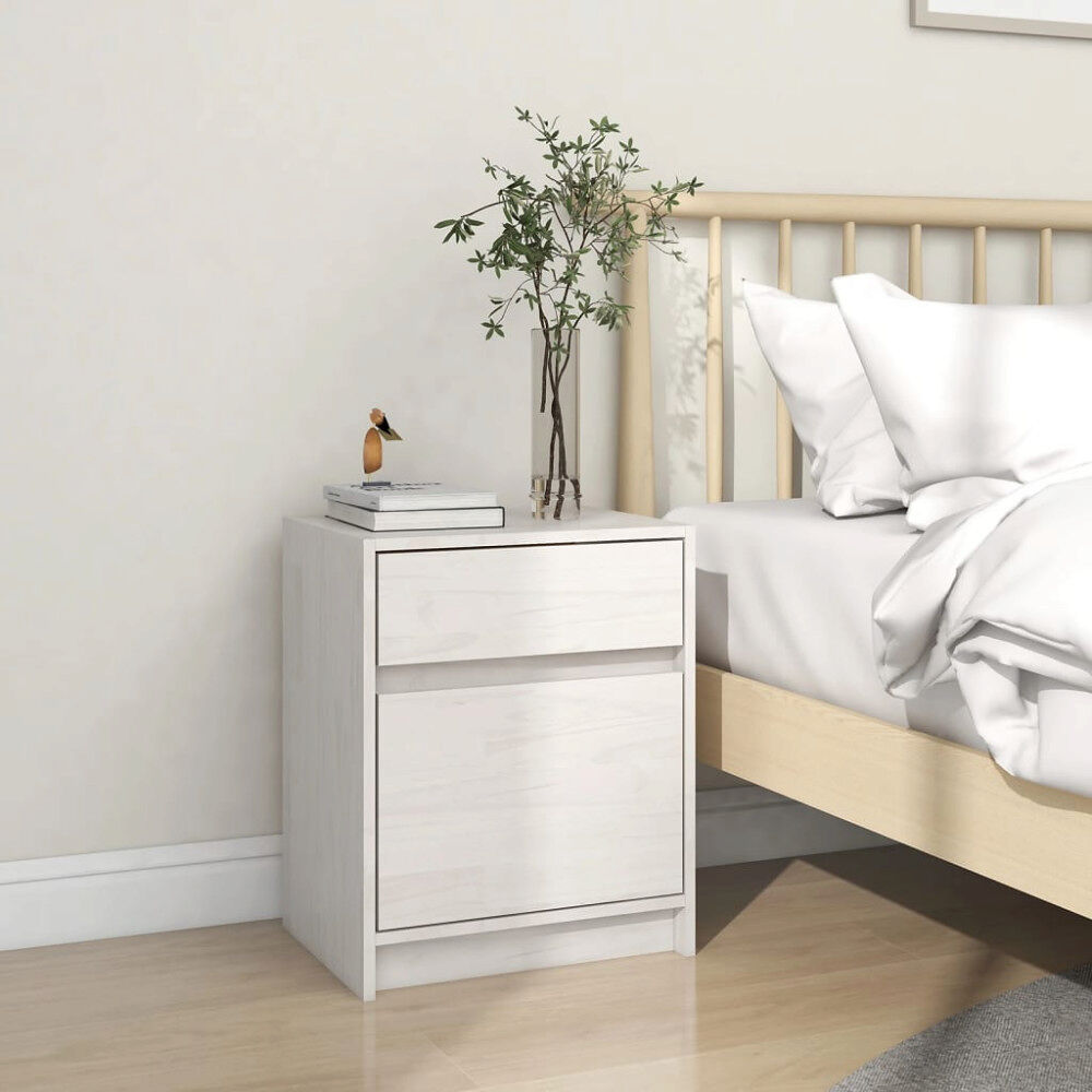 vidaXL Sängbord vit 40x31x50 cm massiv furu