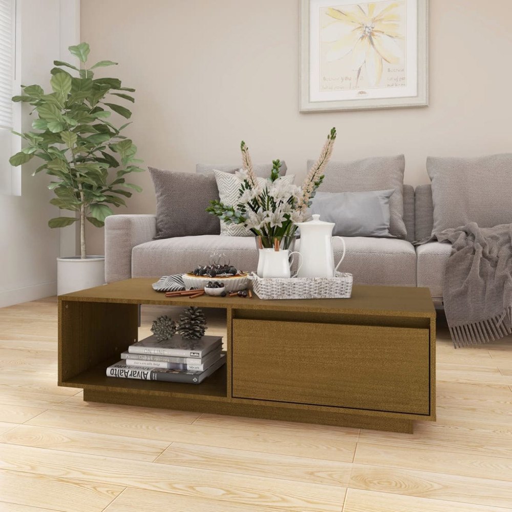 vidaXL Soffbord honungsbrun 110x50x33,5 cm massiv furu