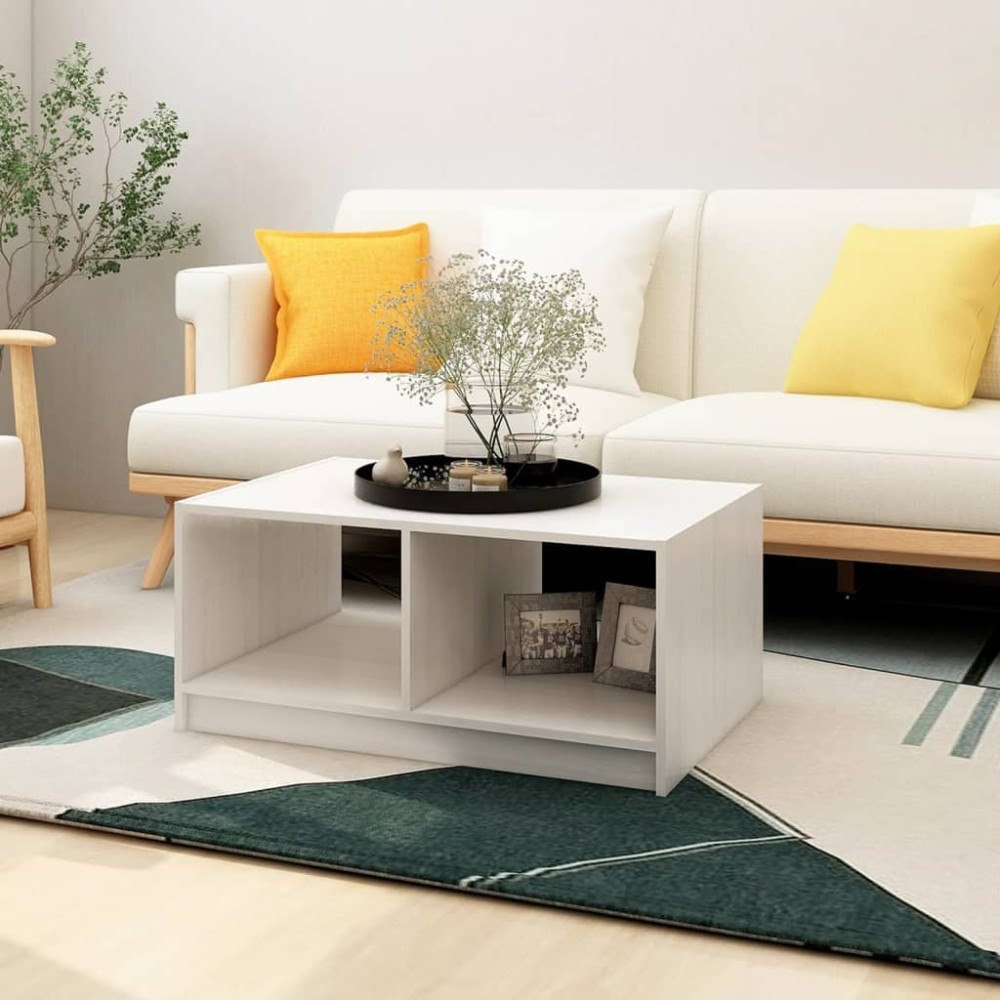 vidaXL Soffbord vit 75x50x33,5 cm massiv furu