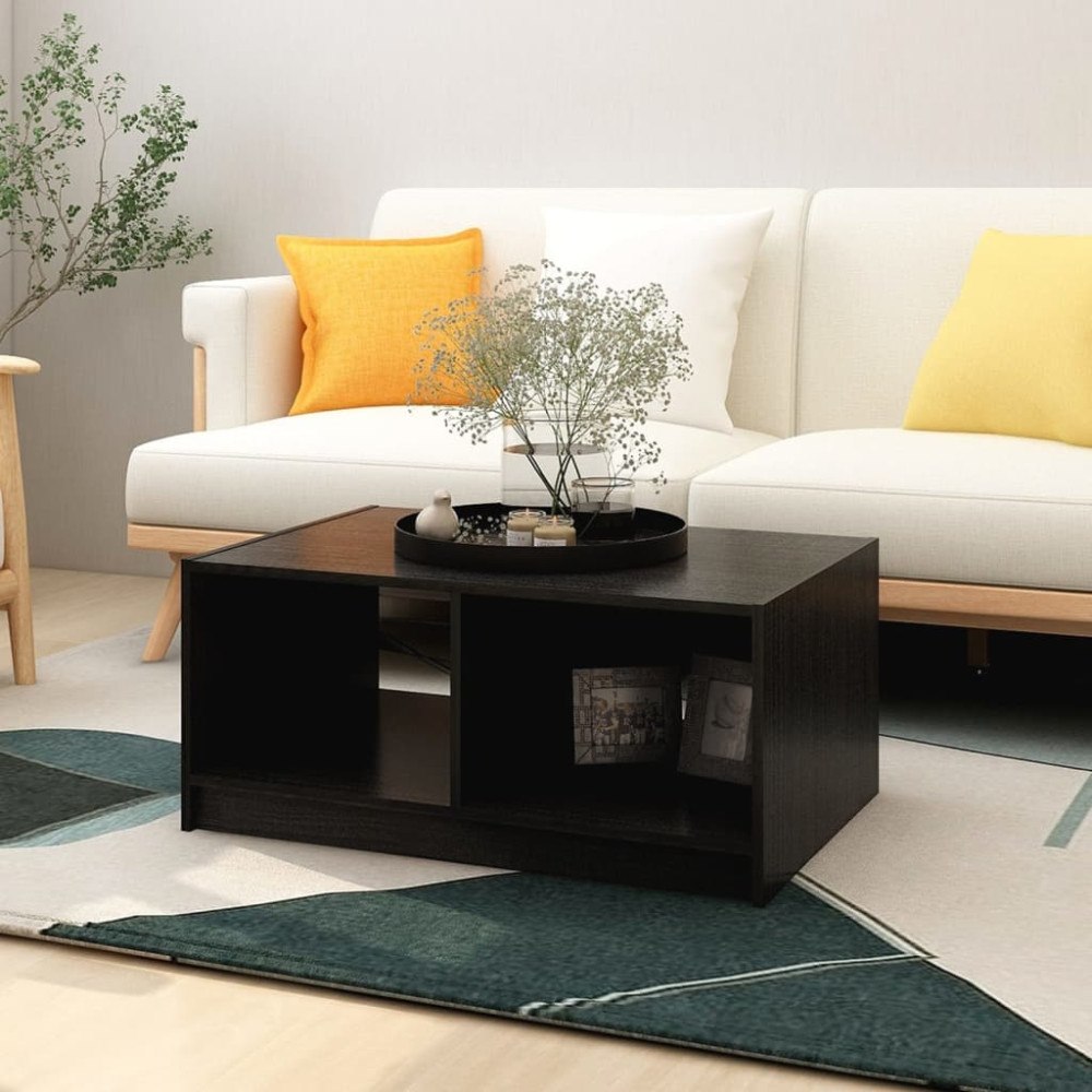 vidaXL Soffbord svart 75x50x33,5 cm massiv furu