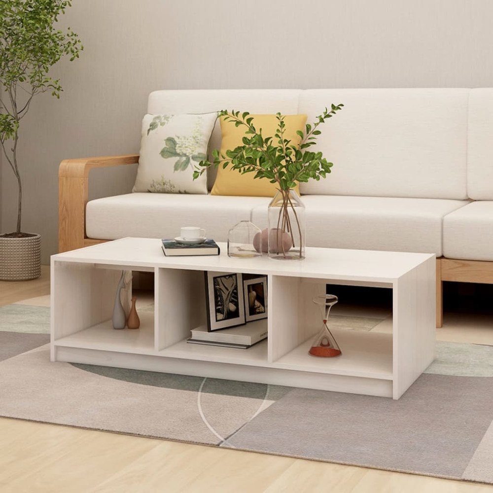 vidaXL Soffbord vit 110x50x34 cm massiv furu